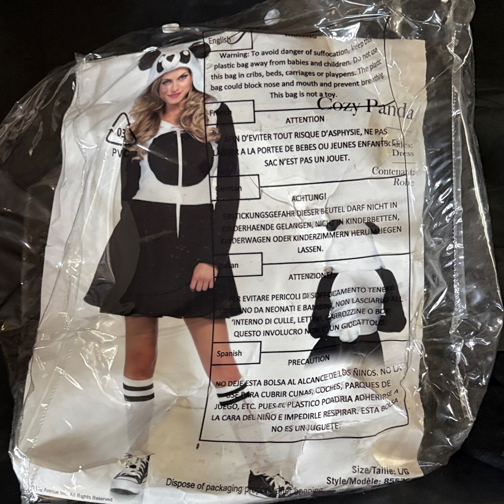 Party City Cozy Panda Costume - Black and White